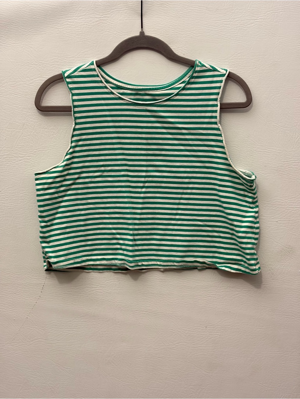 Universal Thread Green and White Striped Cropped Tank